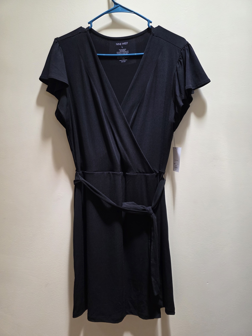 Nine West Black Wrap Dress with Tie Waist